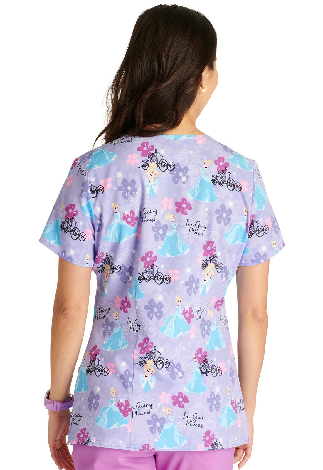 Cinderella Cherokee Tooniforms Disney V Neck Scrub Top TF641 PRGM - Scrubs Select