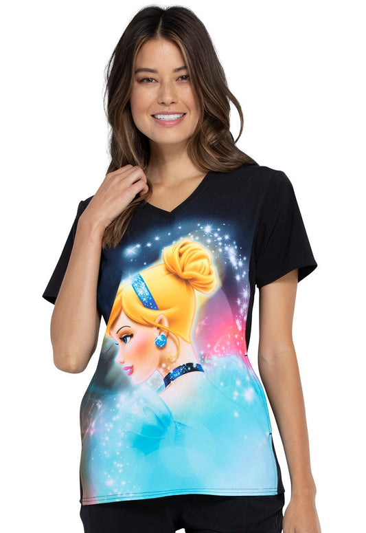 Cinderella Tooniforms Licensed Disney V Neck Scrub Top TF627 PRCD - Scrubs Select