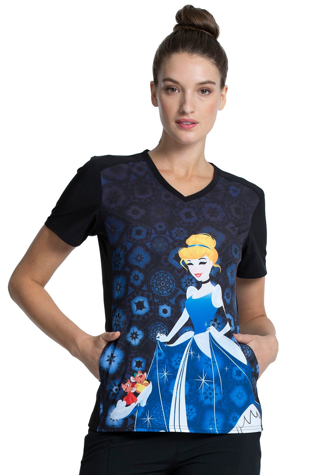 Cinderella Tooniforms Licensed Disney V Neck Scrub Top TF637 PRSS - Scrubs Select