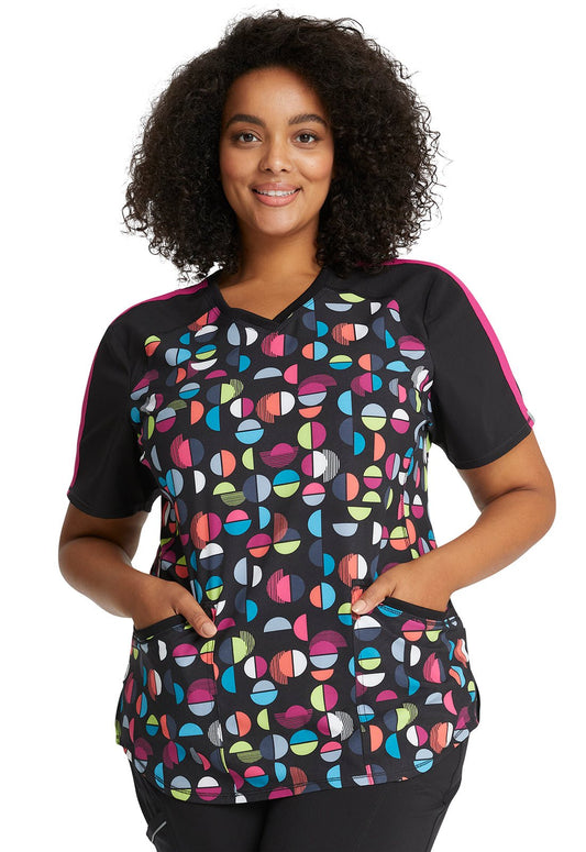 Circle Cherokee Infinity Print V Neck Scrub Top CK645 GONU - Scrubs Select