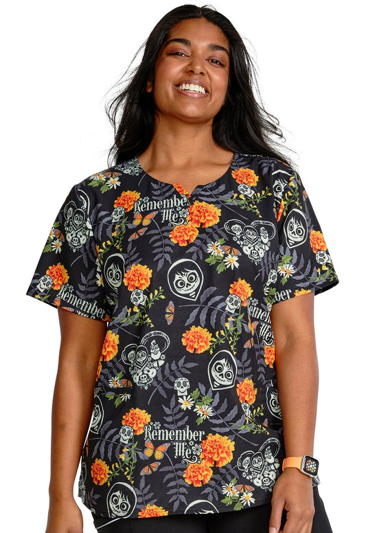 Coco Cherokee Tooniforms Disney V Neck Scrub Top TF761 COMB - Scrubs Select