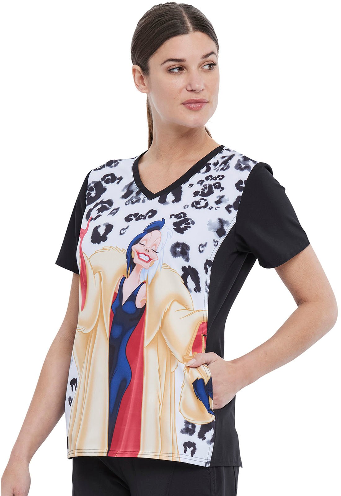 Cruella Tooniforms Disney Villians V Neck Scrub Top TF677 VICR - Scrubs Select