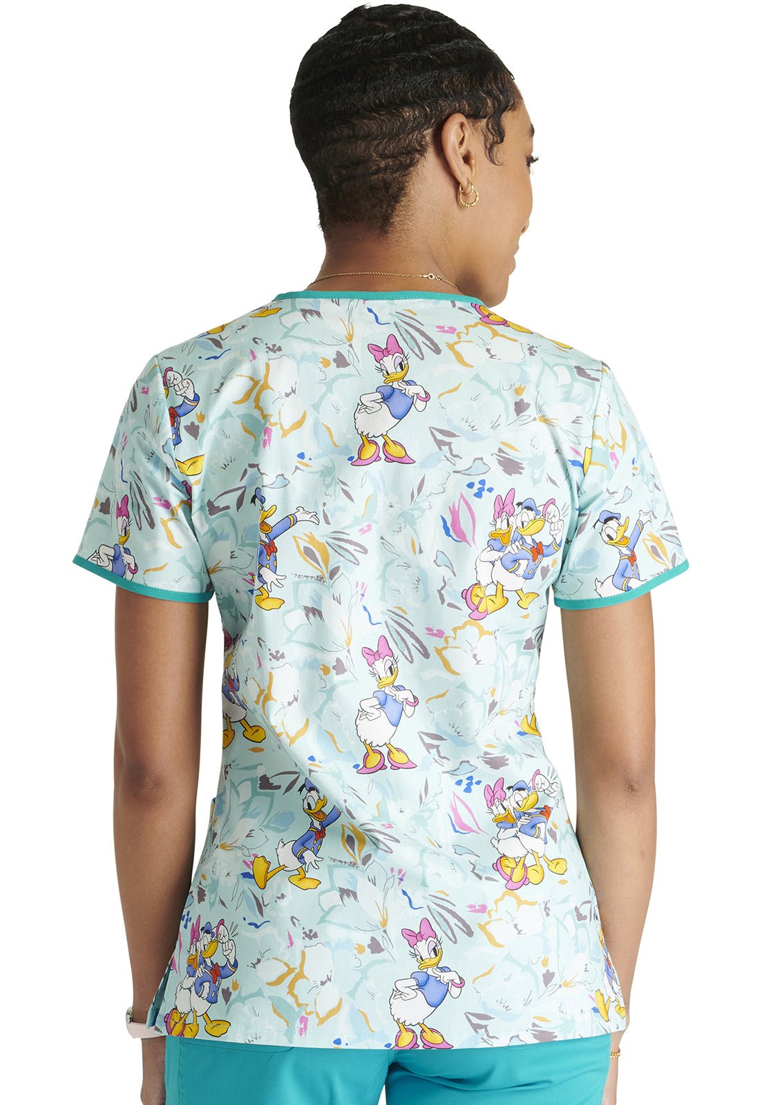 Daisy Donald Duck Cherokee Tooniforms Disney V Neck Scrub Top TF686 MKRG - Scrubs Select