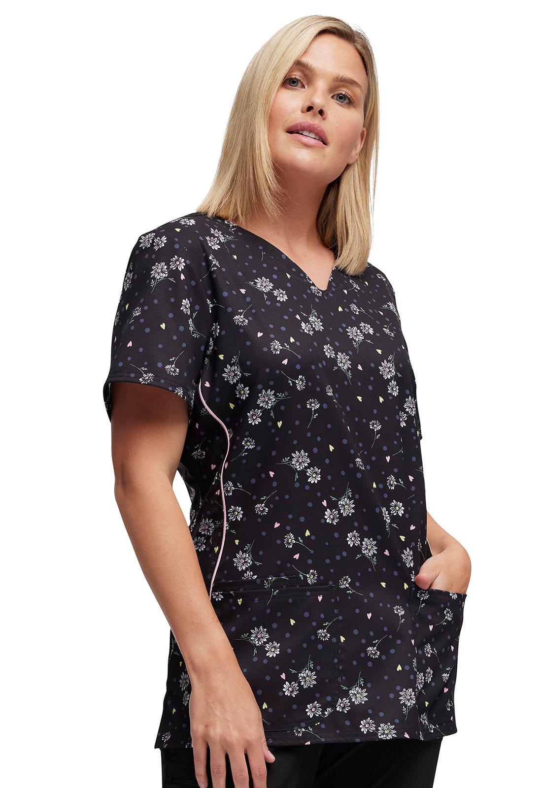 Daisy Lovin' Heartsoul Print V Neck Scrub Top HS703 DYLV - Scrubs Select