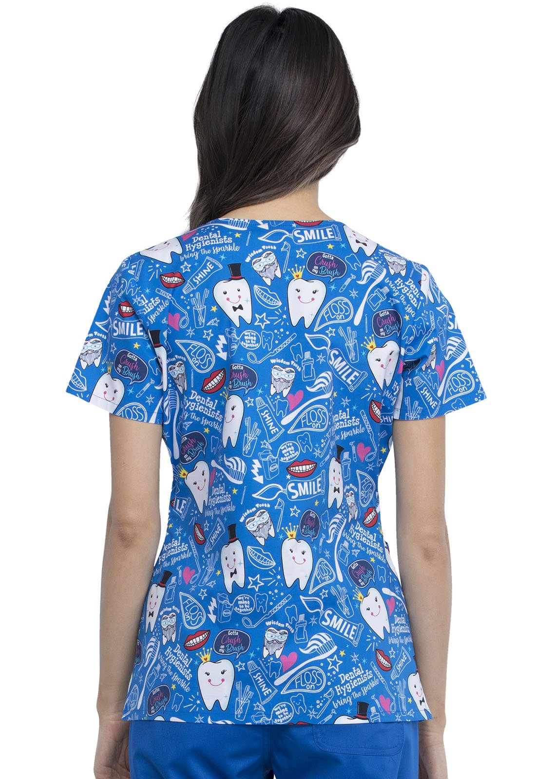 Dental Cherokee Print Mock Wrap Scrub Top CK614 BITH - Scrubs Select