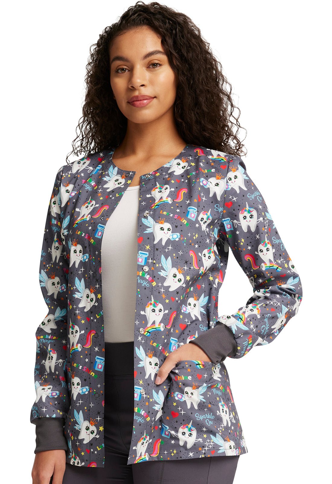 Dental Cherokee Print Warm Up Scrub Jacket CK301 TCMG - Scrubs Select