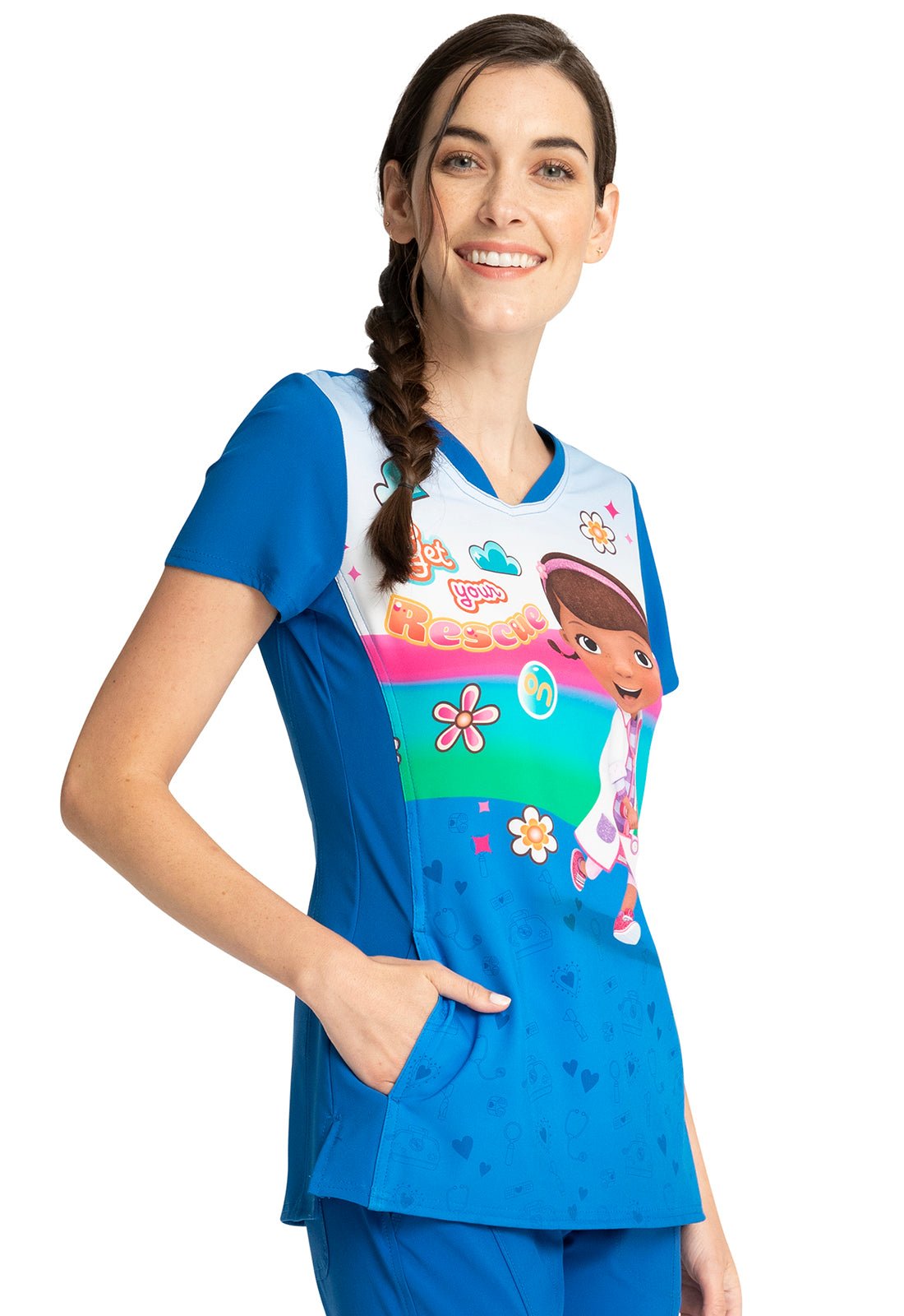 Doc McStuffins Tooniforms Disney V Neck Scrub Top TF749 DCTR - Scrubs Select