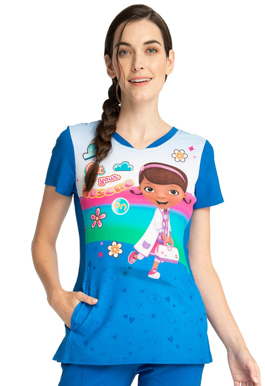 Doc McStuffins Tooniforms Disney V Neck Scrub Top TF749 DCTR - Scrubs Select