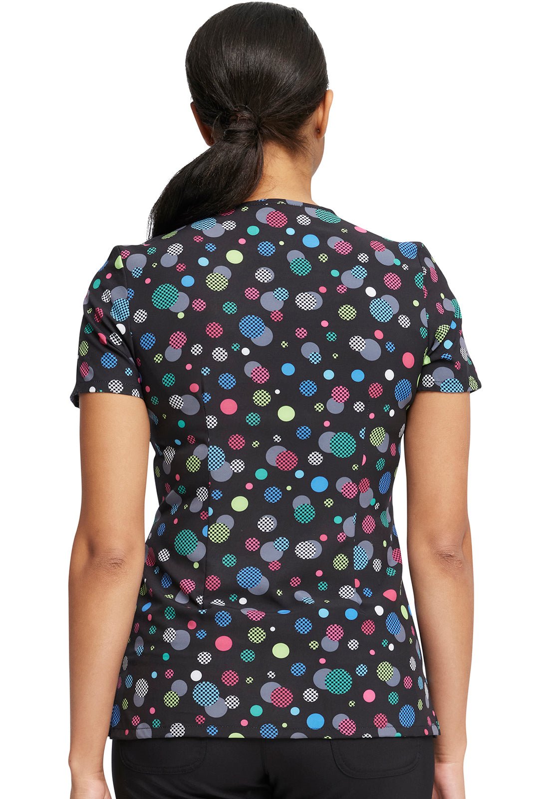 Dots Cherokee Print V Neck Scrub Top CK678 CKDT - Scrubs Select