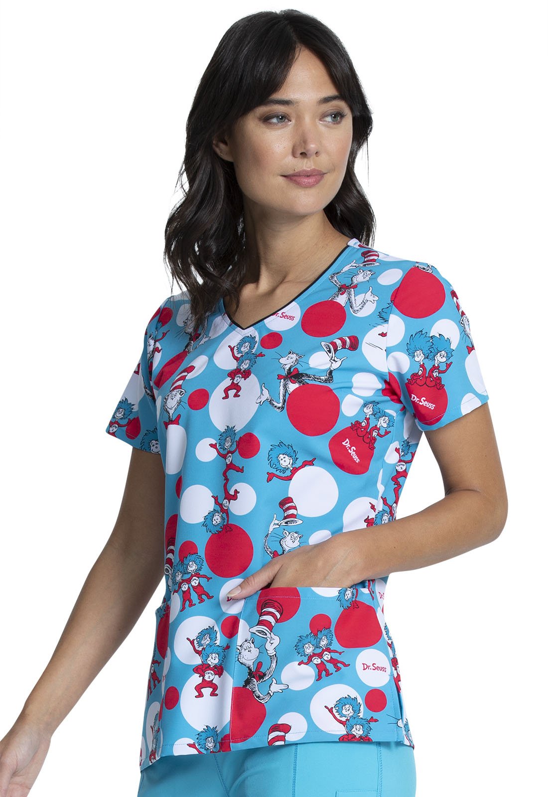 Dr. Seuss Tooniforms V Neck Medical Scrub Top TF614 SEOU - Scrubs Select