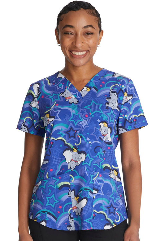 Dumbo Cherokee Tooniforms Disney V Neck Scrub Top TF736 DUFH - Scrubs Select