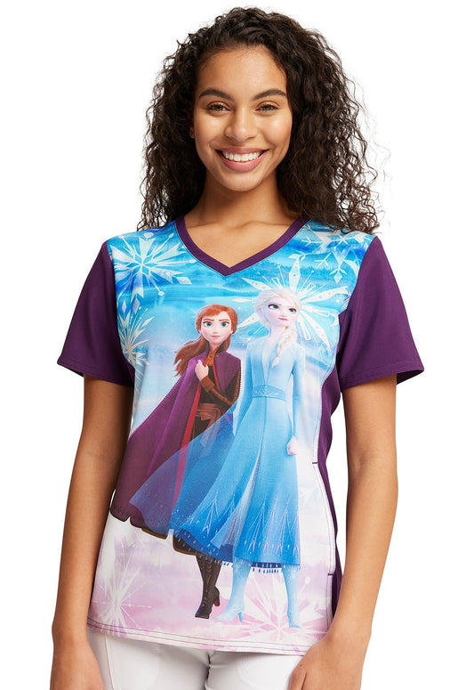 Elsa Anna Tooniforms Licensed Disney Frozen V Neck Scrub Top TF627 FZSI - Scrubs Select