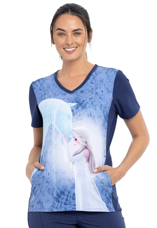 Elsa Tooniforms Licensed Disney Frozen V Neck Scrub Top TF627 FZRQ - Scrubs Select