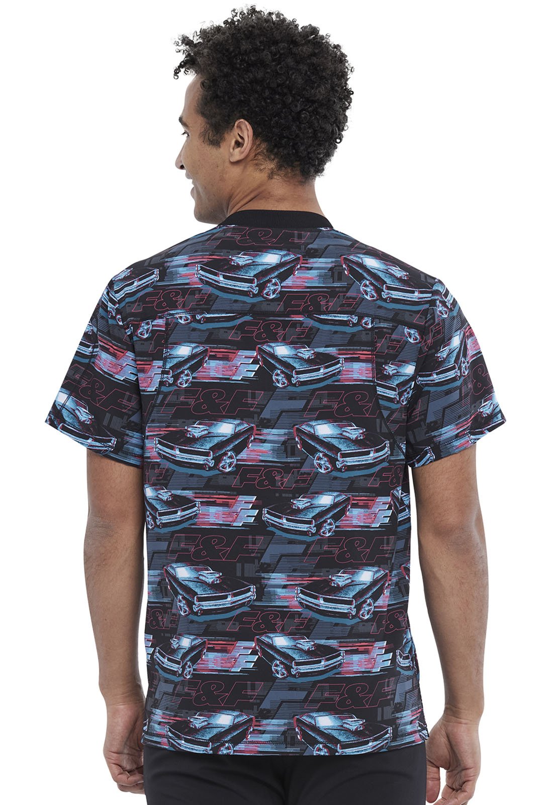 Fast And Furious Tooniforms Licensed Men's V Neck Scrub Top TF730 TFFF - Scrubs Select