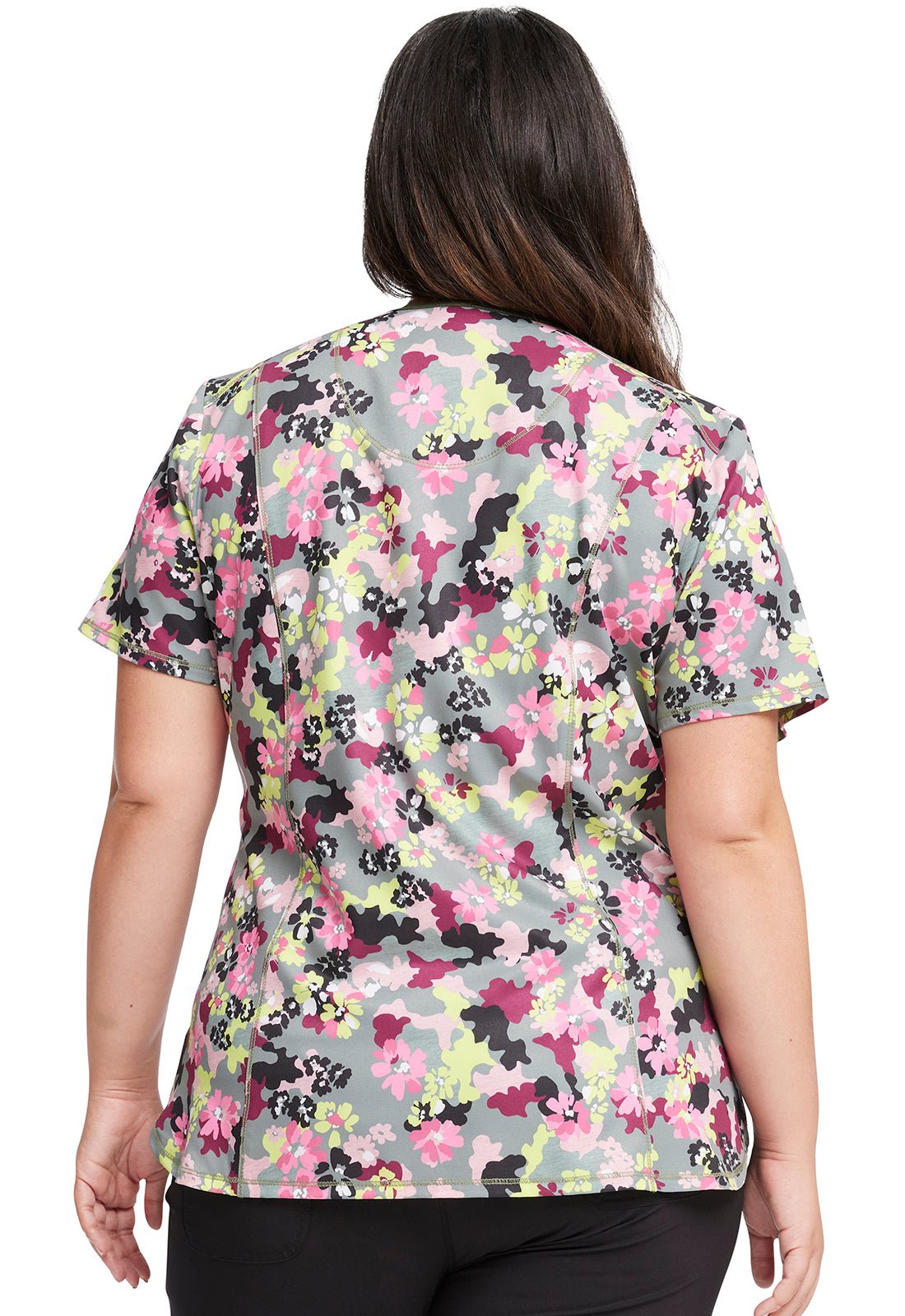 Floral Cherokee Infinity Print V Neck Scrub Top CK634 FLCM - Scrubs Select