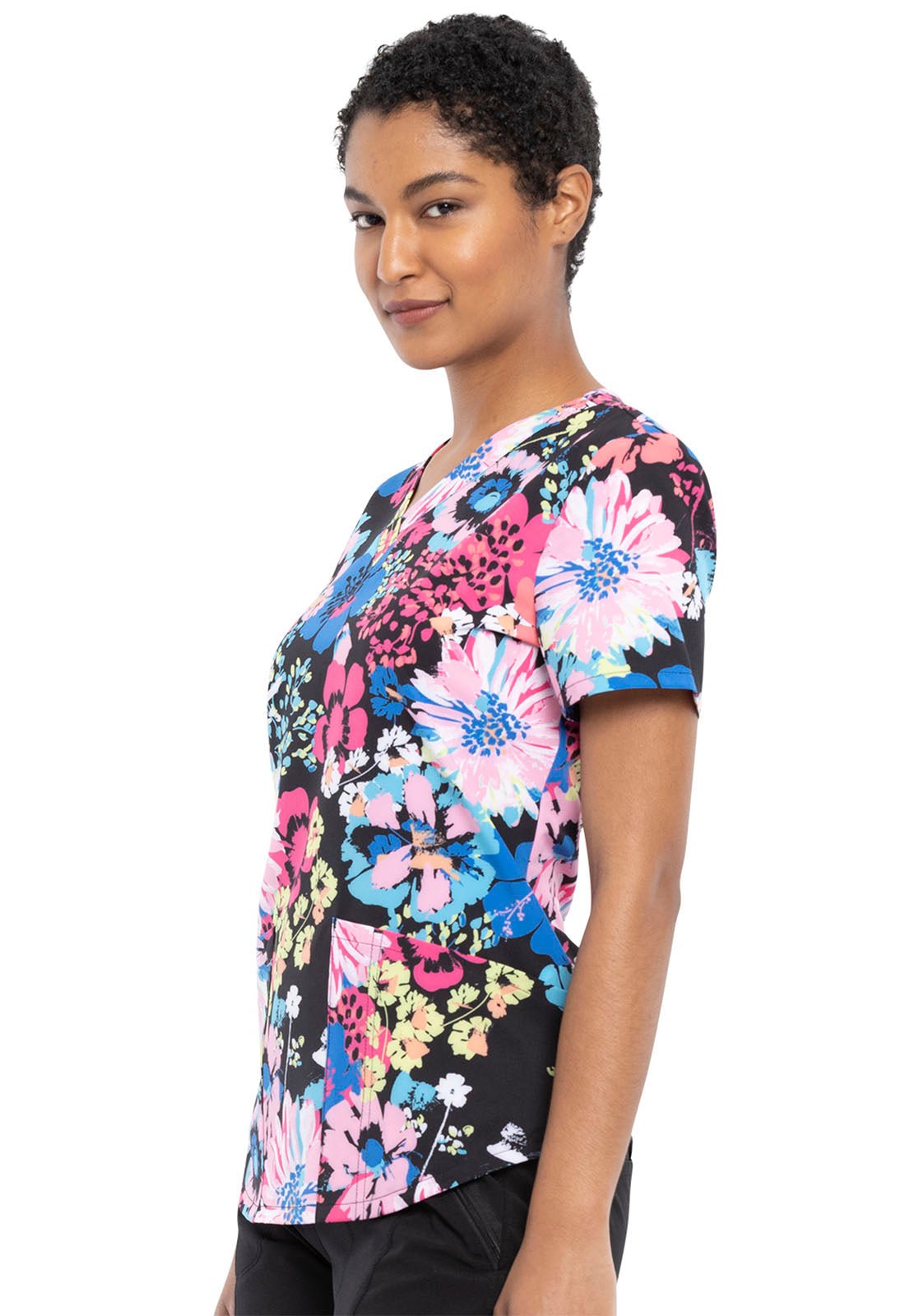 Floral Cherokee Print V Neck Scrub Top CK662 BUYS - Scrubs Select