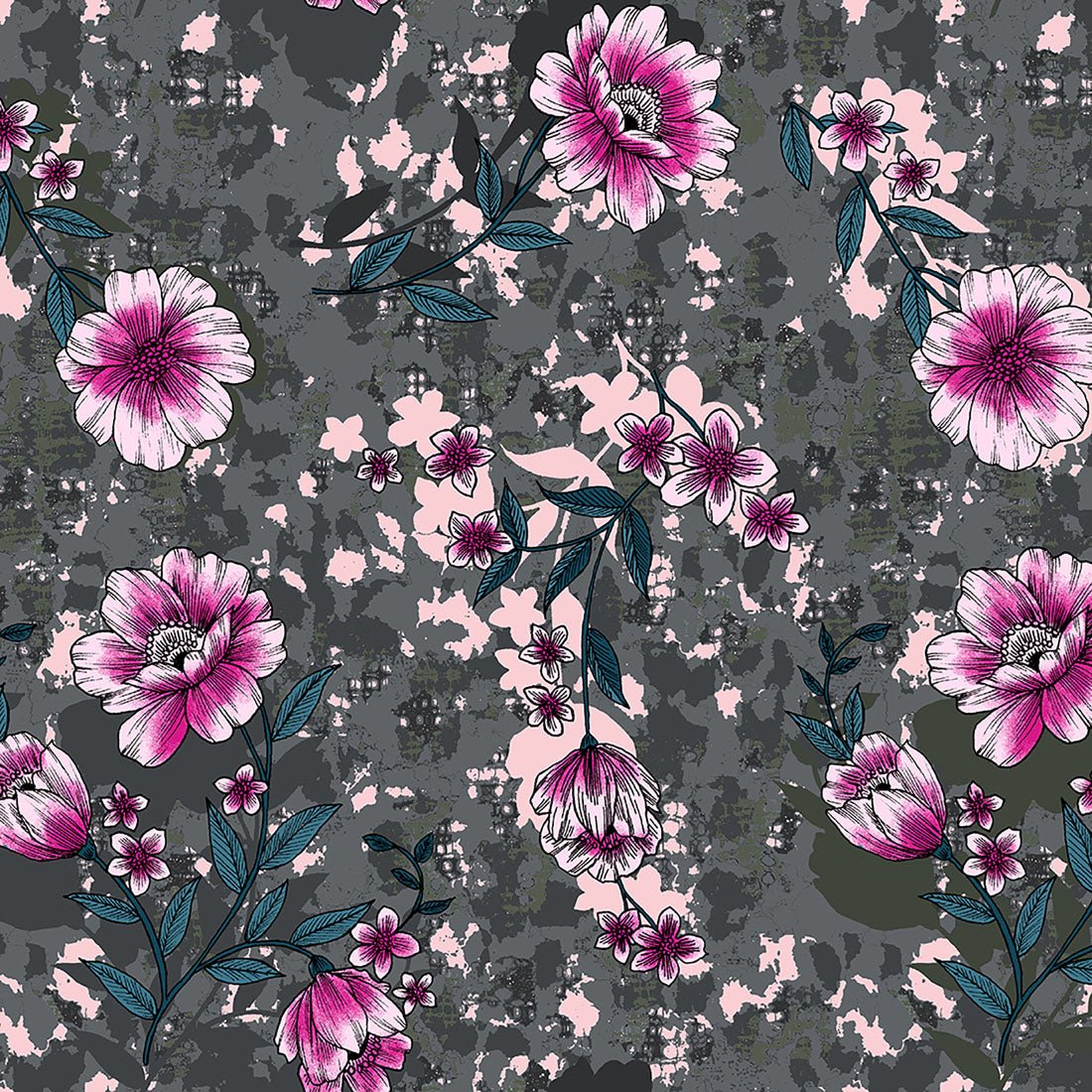 Floral Dickies Dynamix Print V Neck Scrub Top DK623 FGAI - Scrubs Select