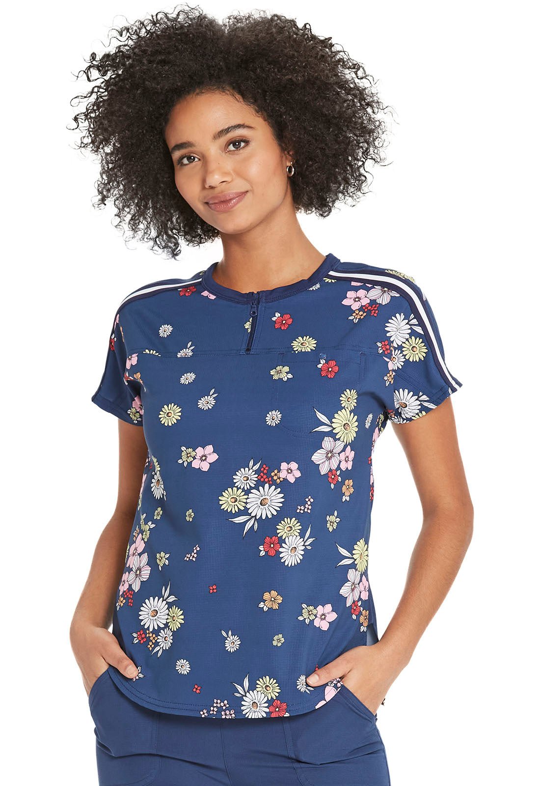 Floral Heartsoul Print Round Neck Scrub Top HS831 FYFW - Scrubs Select