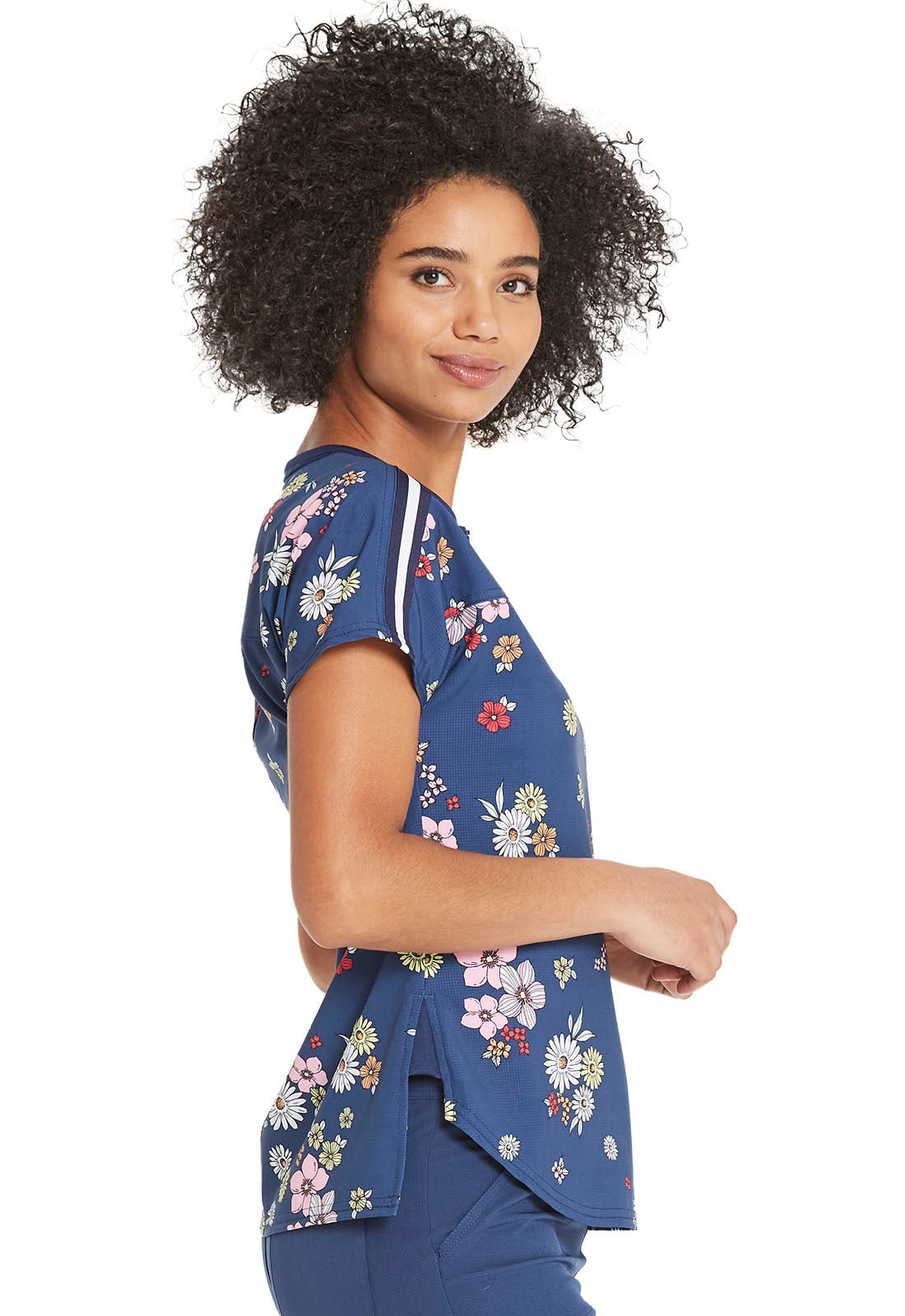 Floral Heartsoul Print Round Neck Scrub Top HS831 FYFW - Scrubs Select