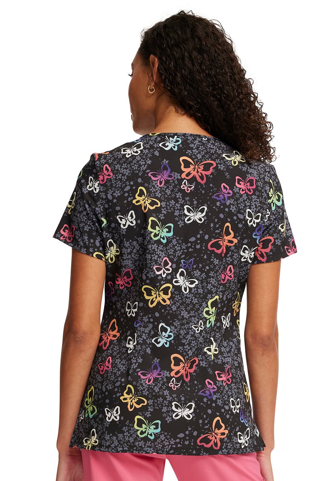 Garden Flutter Cherokee Print V Neck Scrub Top CK678 GNFT - Scrubs Select