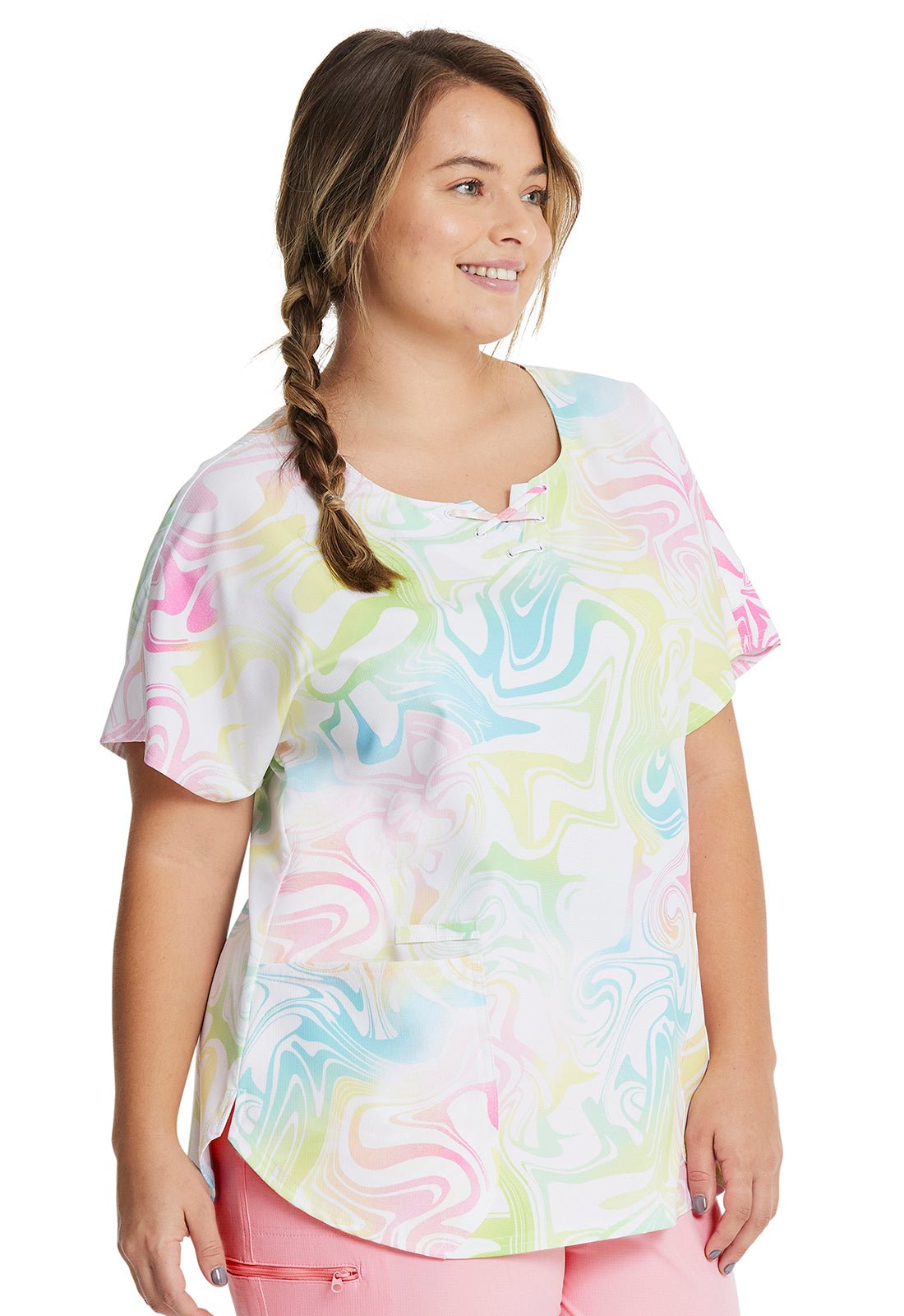 Gimme A Swirl HeartSoul Print Round Neck Scrub Top HS685 GESW - Scrubs Select