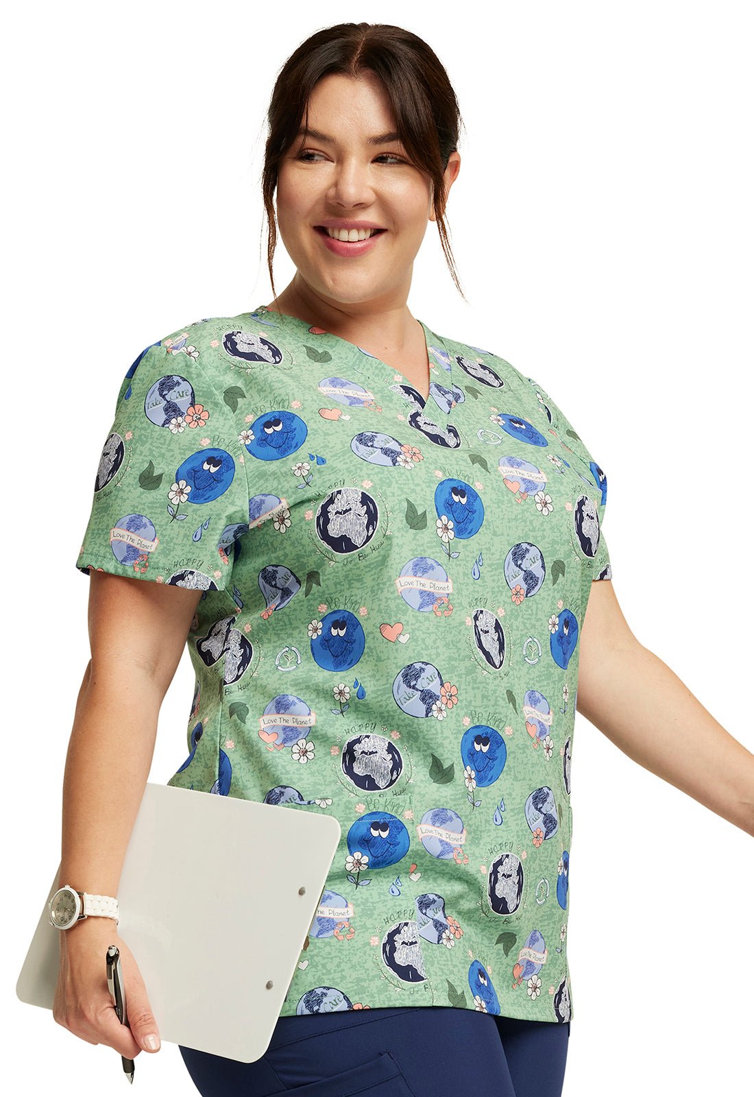 Happy To Be Here Dickies Print EDS V Neck Scrub Top DK717 HTBH - Scrubs Select