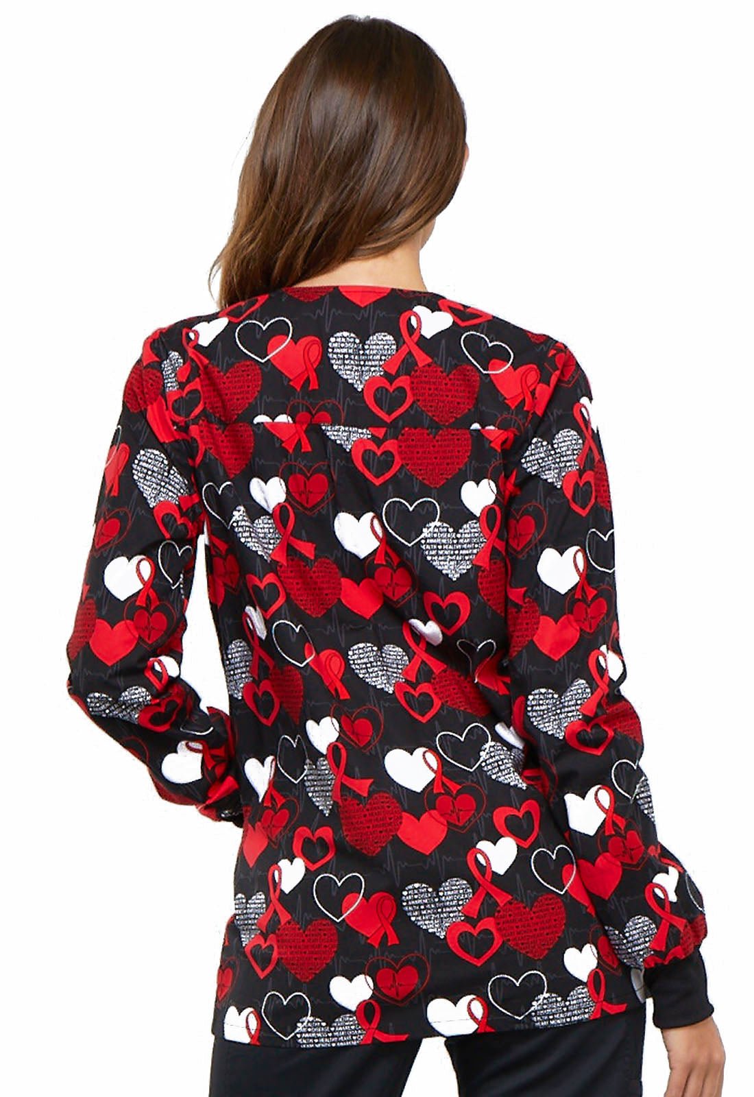 Heart Disease Awareness Warm Up Scrub Jacket CK301 HTSM - Scrubs Select