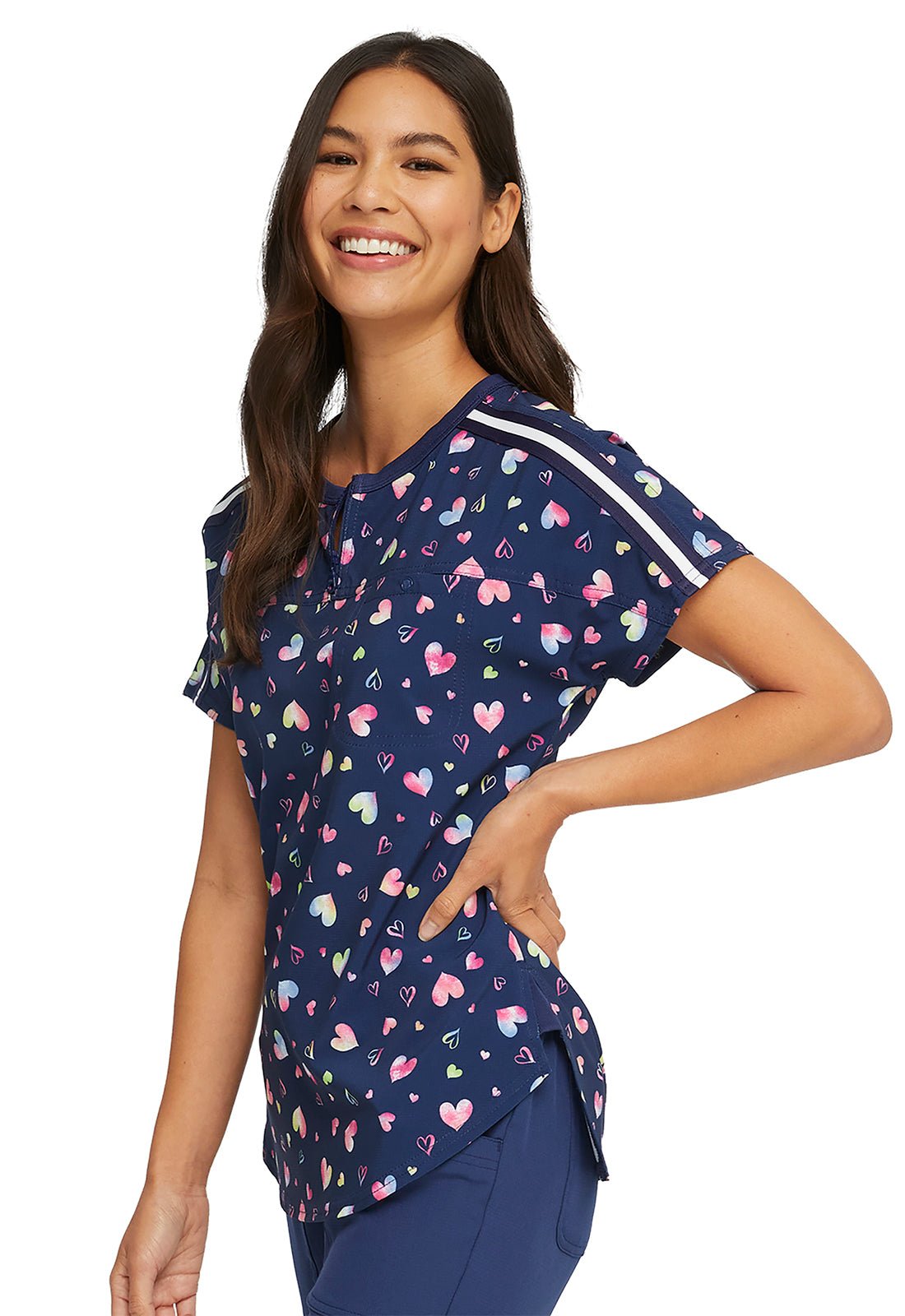 Heart Heartsoul Print Round Neck Scrub Top HS831 LVAT - Scrubs Select