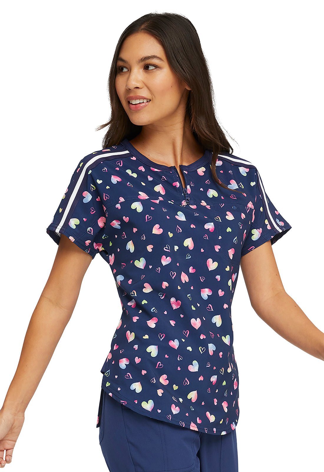 Heart Heartsoul Print Round Neck Scrub Top HS831 LVAT - Scrubs Select