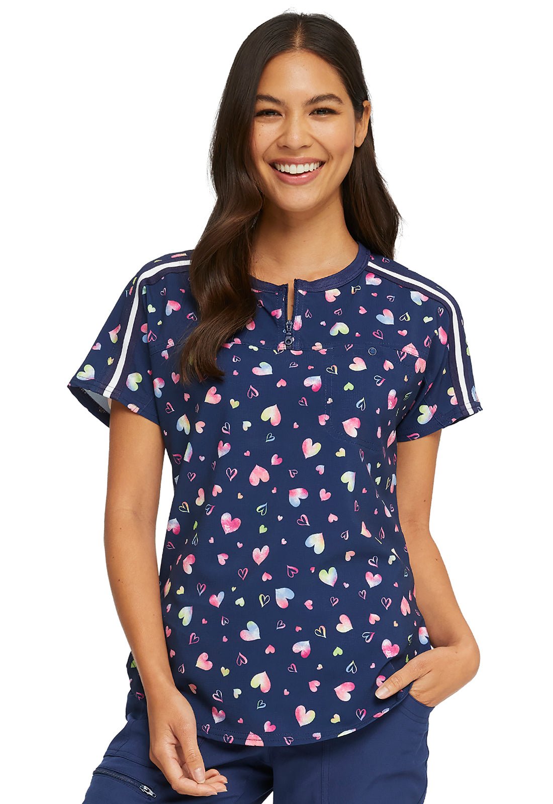 Heart Heartsoul Print Round Neck Scrub Top HS831 LVAT - Scrubs Select