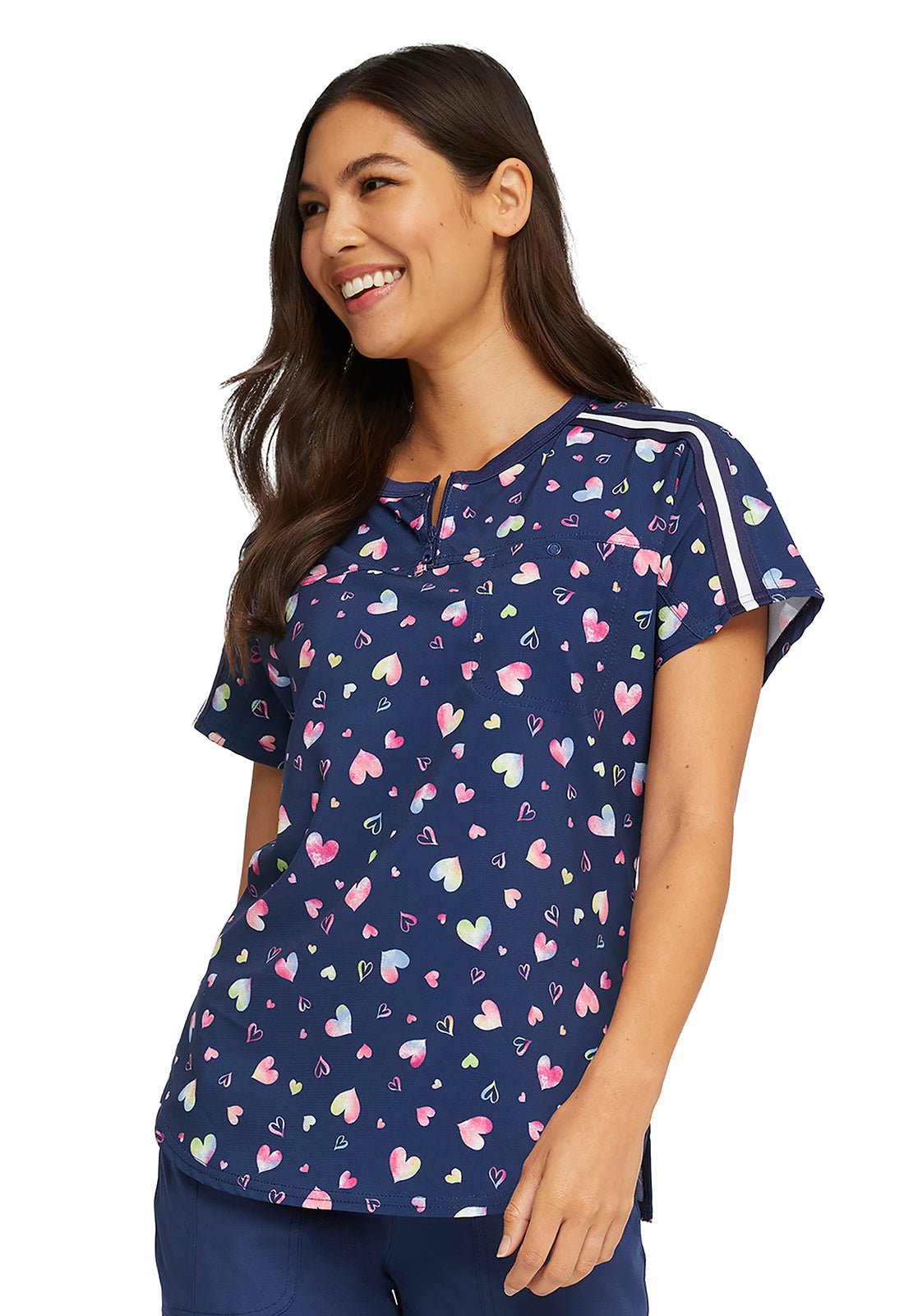 Heart Heartsoul Print Round Neck Scrub Top HS831 LVAT - Scrubs Select