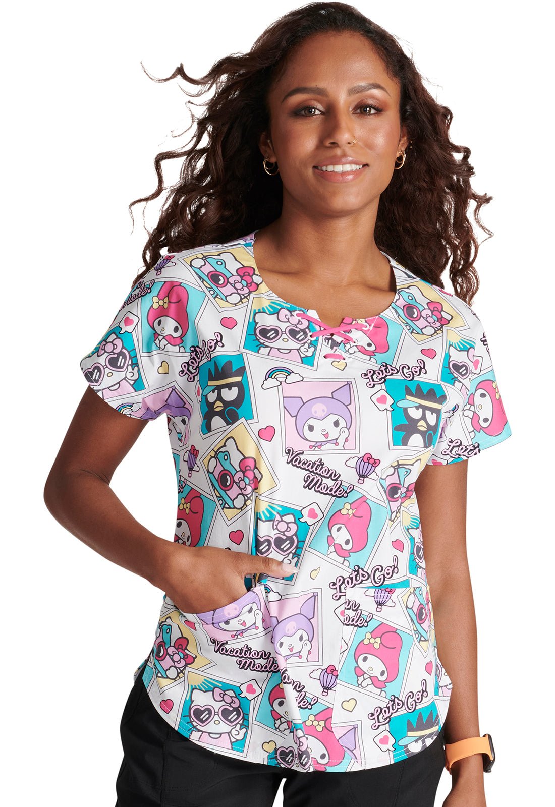 Hello Kitty Cherokee Tooniforms Sanrio Round Neck Scrub Top TF787 HSLG - Scrubs Select