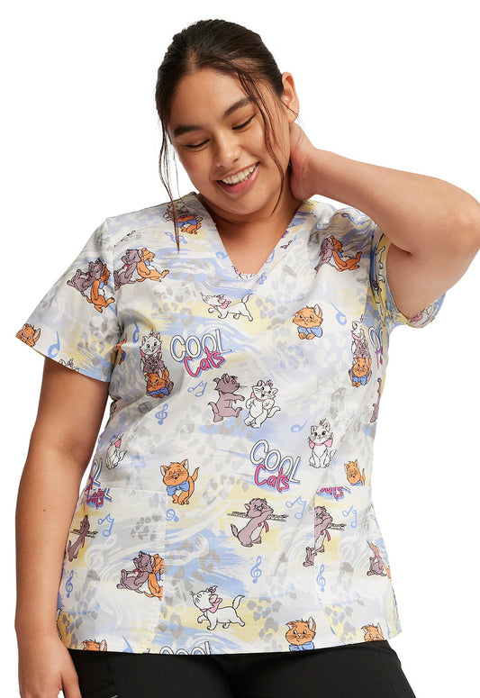 Hip Cats Tooniforms Disney Aristocats V Neck Scrub Top TF776 ACIP - Scrubs Select