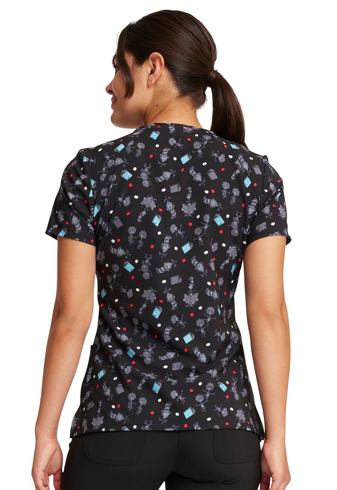 Inquiring Minds Cherokee Tooniforms Dr. Seuss V Neck Scrub Top TF659 SEQM - Scrubs Select