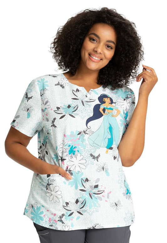 Jasmine Tooniforms Disney Aladdin V Neck Scrub Top TF761 PRLG - Scrubs Select