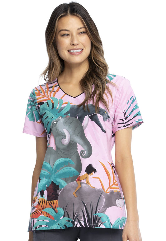 Jungle Book Tooniforms Licensed Disney V Neck Scrub Top TF626 JBAF - Scrubs Select