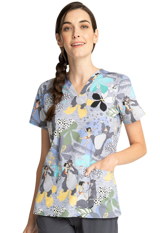 Jungle Book Tooniforms Licensed Disney V Neck Scrub Top TF738 JBBB - Scrubs Select