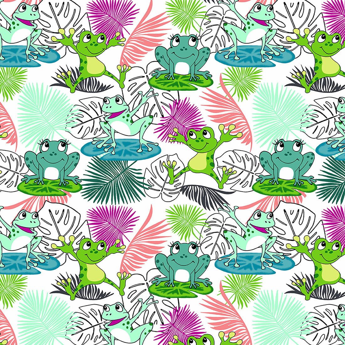 Leap Fronds Cherokee Frog Print V Neck Scrub Top CK637 LPFD - Scrubs Select