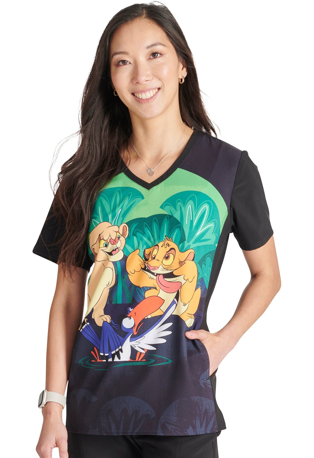 Lion King Cherokee Tooniforms Licensed Disney V Neck Scrub Top TF627 LKFU - Scrubs Select