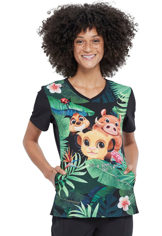 Lion King Tooniforms Licensed Disney V Neck Scrub Top TF627 LKWI - Scrubs Select