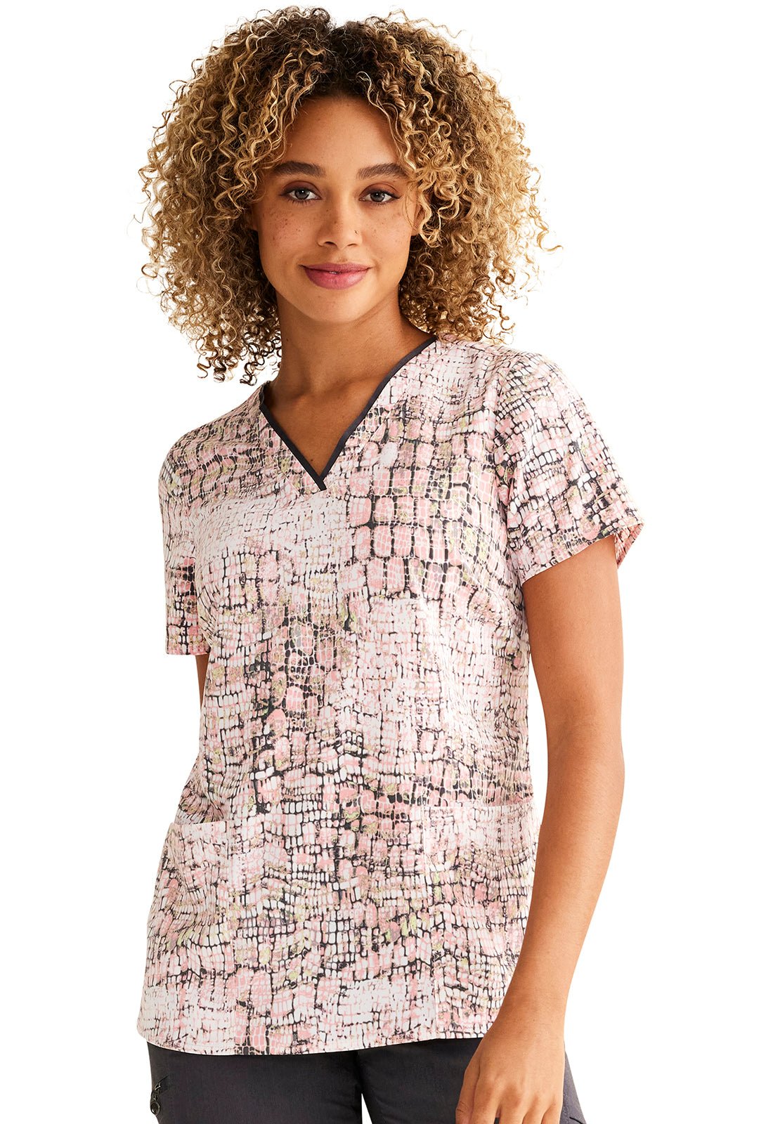 Loving My Skin Healing Hands Print Scrub V Neck Top 2266 LVSP - Scrubs Select