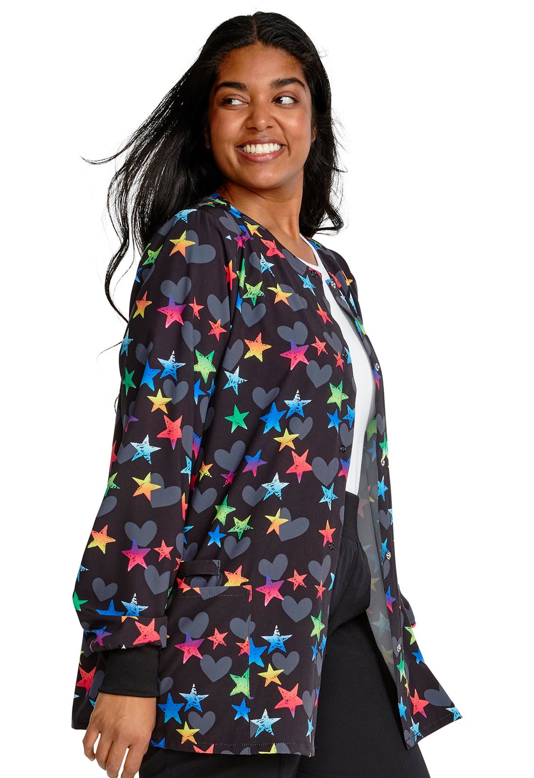Loving Stars Cherokee Print Warm Up Scrub Jacket CK321 LVSS - Scrubs Select