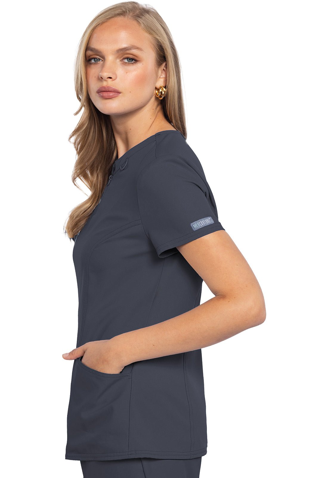 Med Couture Insight Zip Front Henley Scrub Top MC609 - Scrubs Select