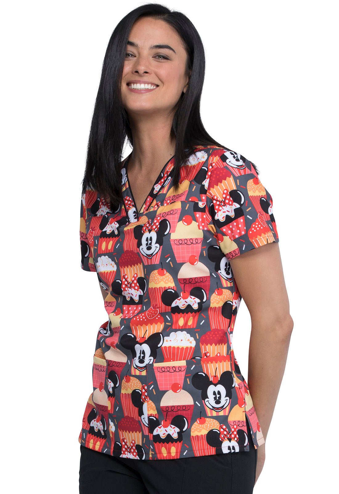 Mickey and Minnie Mouse Tooniforms Licensed Disney V Neck Scrub Top TF610 MKUT - Scrubs Select