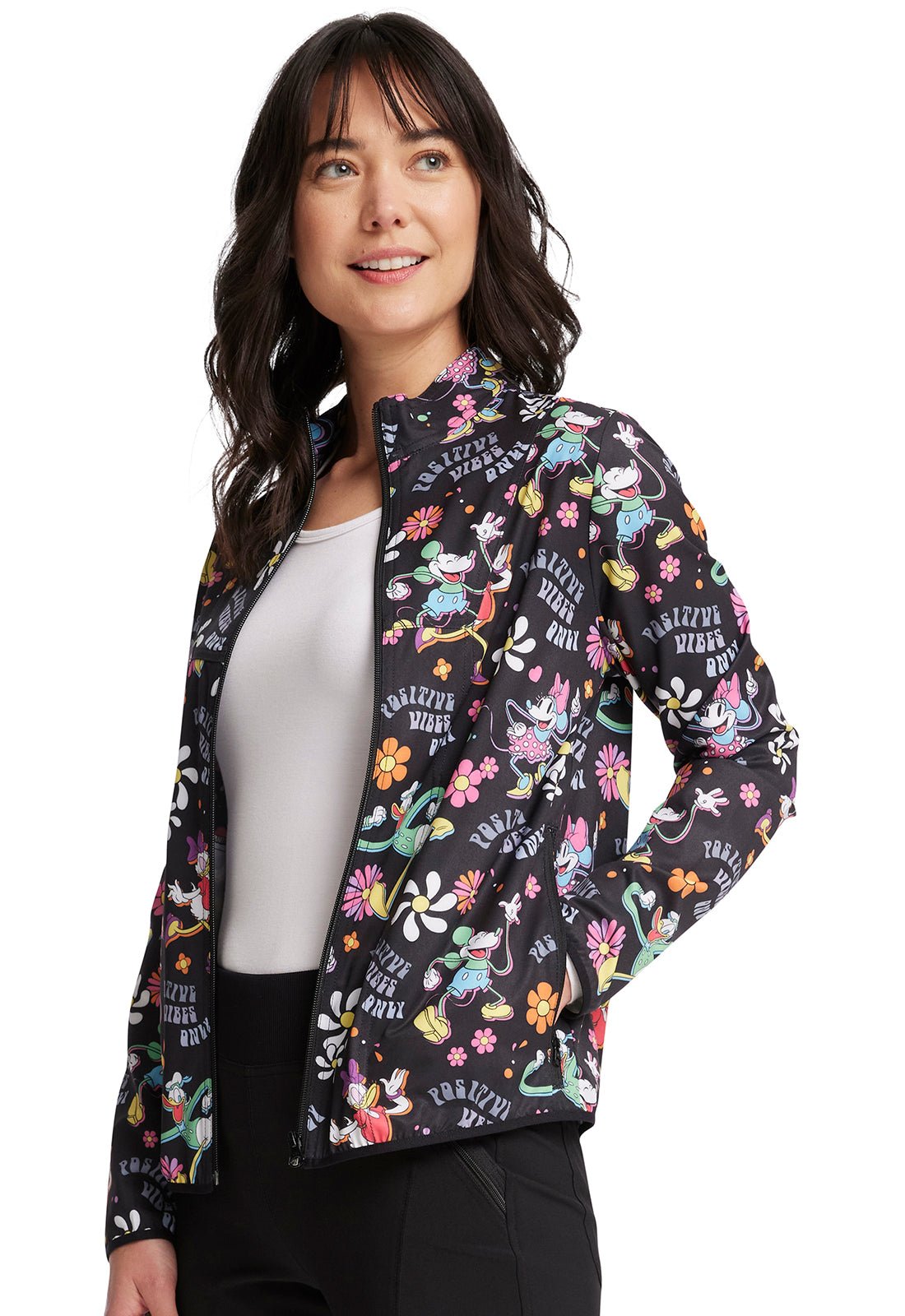 Mickey Minnie Donald Daisy Cherokee Infinity Disney Packable Scrub Jacket TF320 MKPV - Scrubs Select