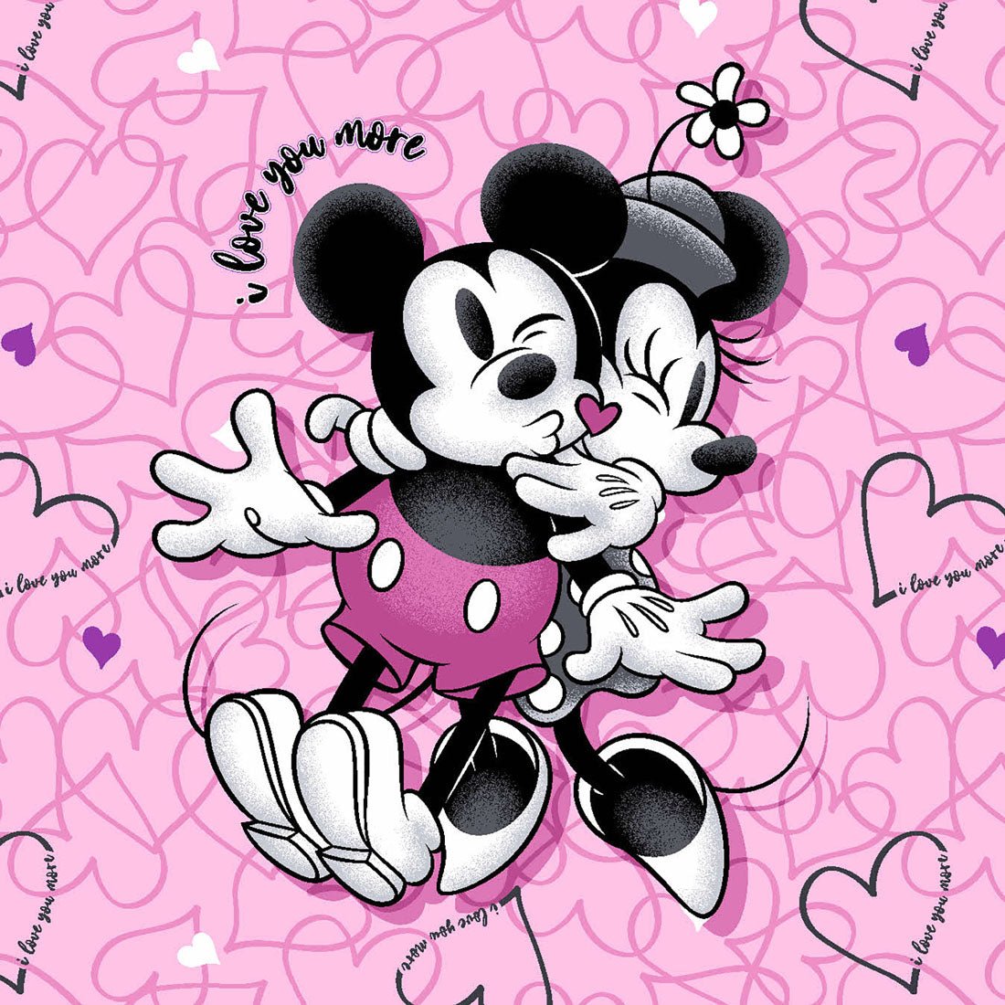 Mickey Minnie Mouse Cherokee Infinity Disney Valentines Print V Neck Scrub Top CK714 MKVM - Scrubs Select