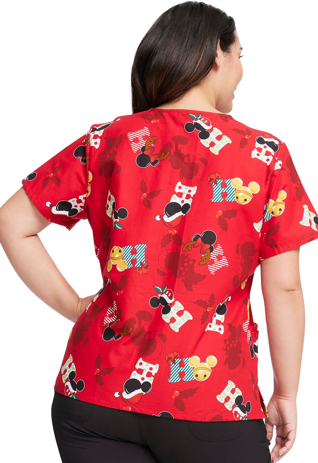 Mickey Minnie Mouse Christmas Tooniforms Disney V Neck Scrub Top TF614 Scrubs Select