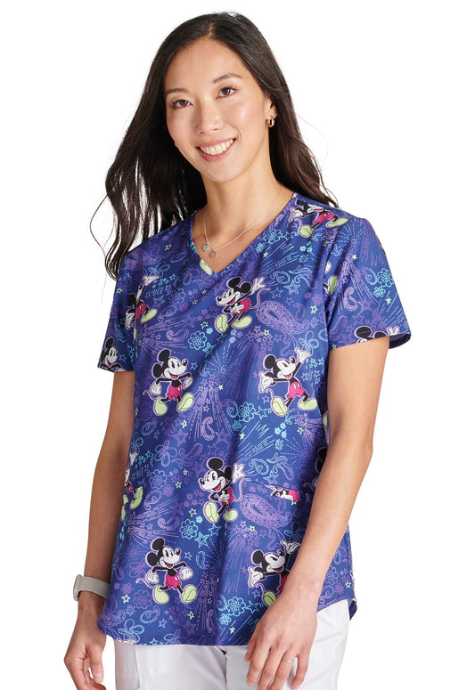 Mickey Mouse Cherokee Tooniforms Disney Licensed V Neck Scrub Top TF737 MKBN - Scrubs Select