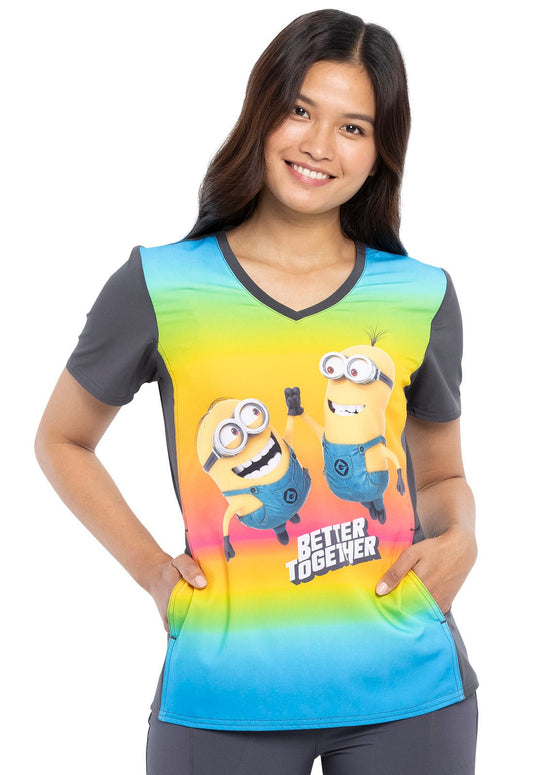 Minions Tooniforms Licensed Despicable Me V Neck Scrub Top TF627 DPNV - Scrubs Select