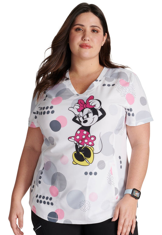 Minnie Mouse Cherokee Tooniforms Disney V Neck Medical Scrub Top TF752 MNUY - Scrubs Select